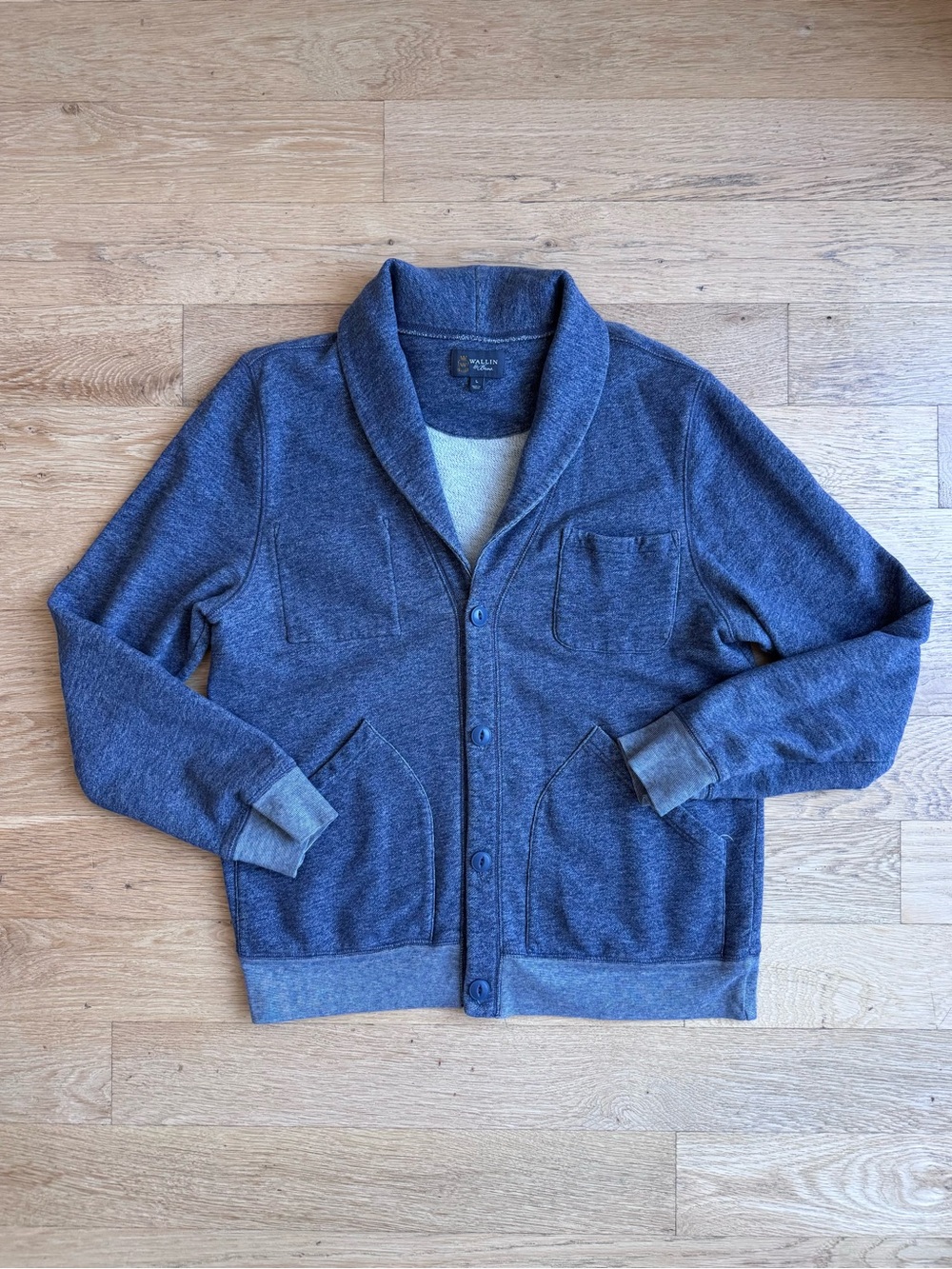 Wallin & Bros Men's Shawl Collar Cardigan - Blue Heather